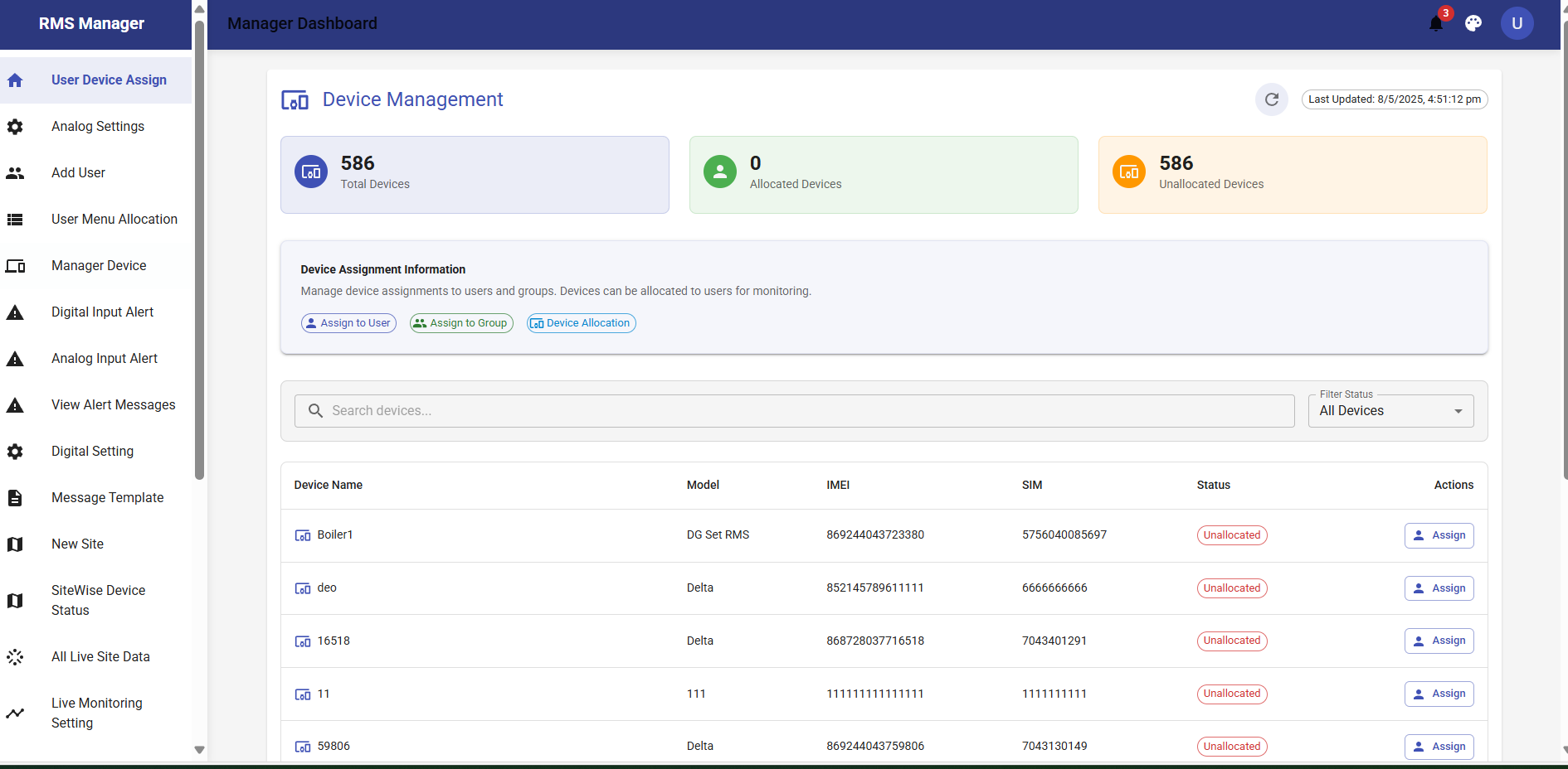 manager side device management